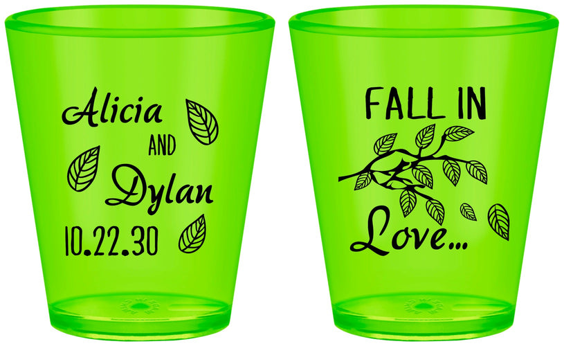 Custom Wedding Plastic Shot Glasses - Fall In Love | 283