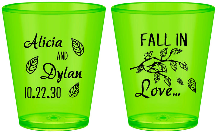 Custom Wedding Plastic Shot Glasses - Fall In Love | 283