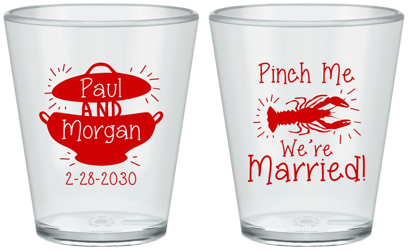 Custom Wedding Plastic Shot Glasses - Crawfish Boil | 288