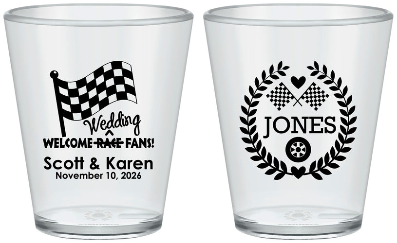 Custom Wedding Plastic Shot Glasses - Racing | 289