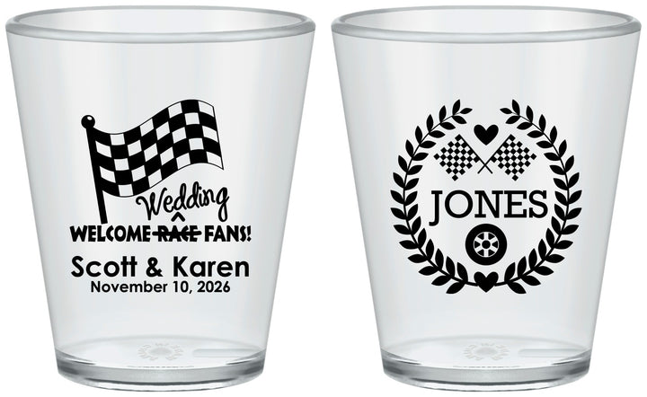 Custom Wedding Plastic Shot Glasses - Racing | 289