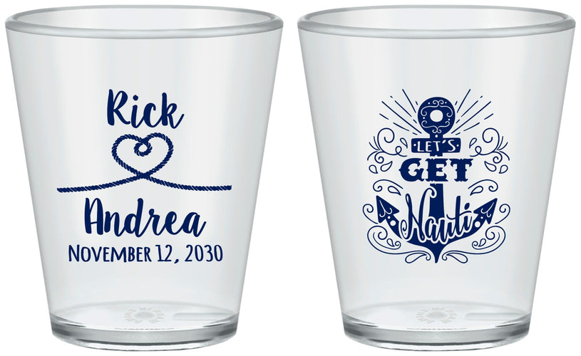 Custom Wedding Plastic Shot Glasses - Lets Get Nauti | 292