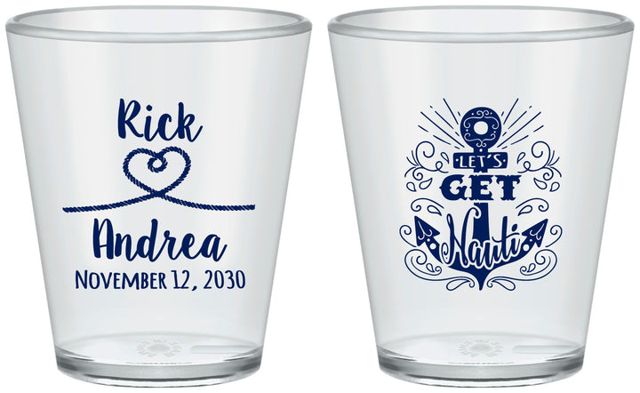 Custom Wedding Plastic Shot Glasses - Lets Get Nauti | 292