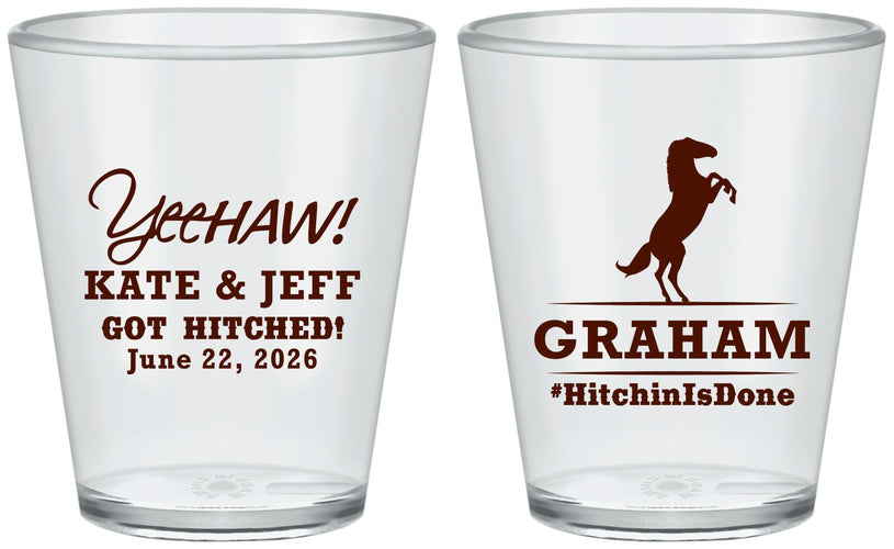 Custom Wedding Plastic Shot Glasses - Got Hitched | 296