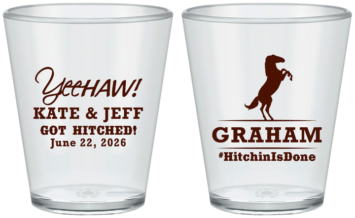 Custom Wedding Plastic Shot Glasses - Got Hitched | 296
