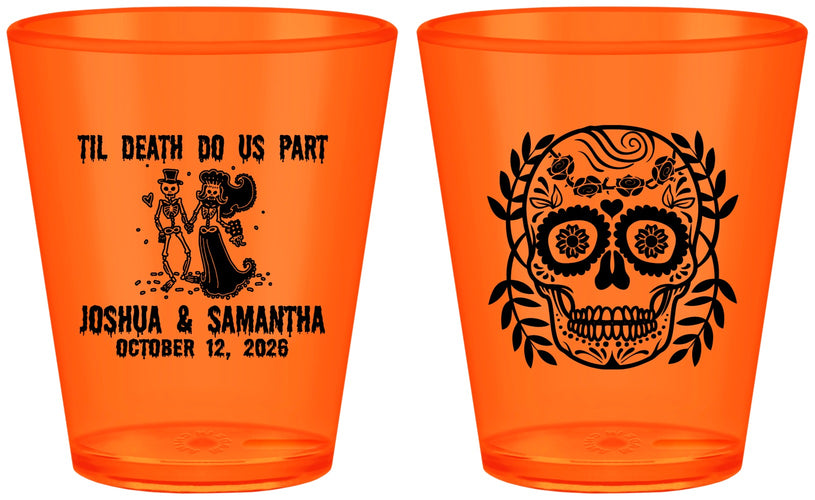 Custom Wedding Plastic Shot Glasses - Til Death Do Us Part | 297