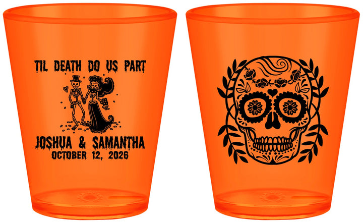 Custom Wedding Plastic Shot Glasses - Til Death Do Us Part | 297