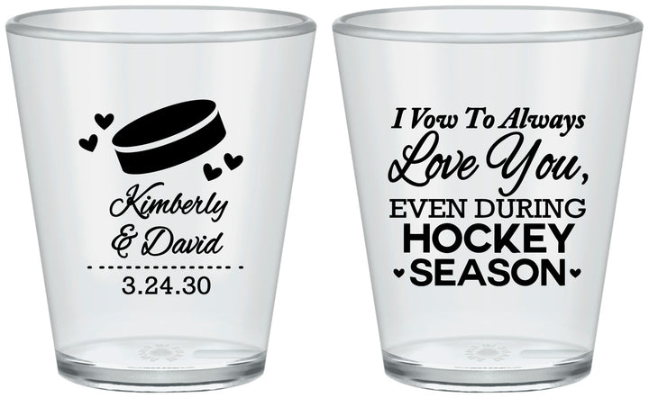 Custom Wedding Plastic Shot Glasses - Hockey | 300