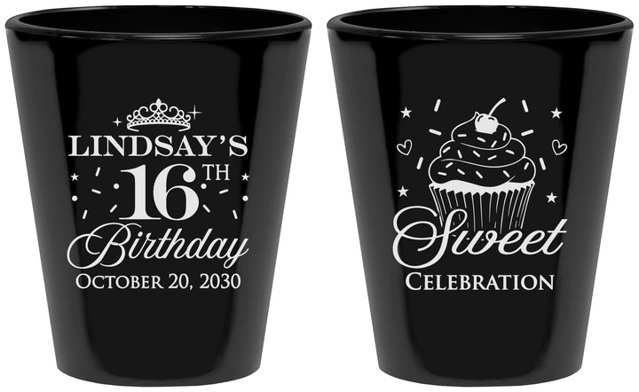 Custom 16th Birthday Plastic Shot Glasses - Cupcake | 300000