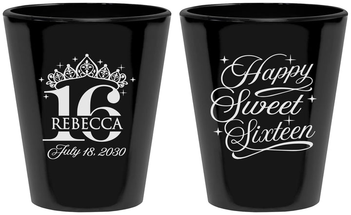 Custom 16th Birthday Plastic Shot Glasses - Tiara | 300008
