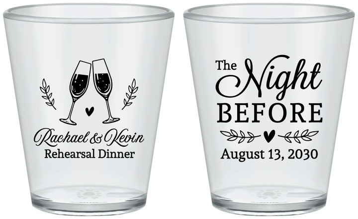 Custom Rehearsal Dinner Plastic Shot Glasses - The Night Before | 30008