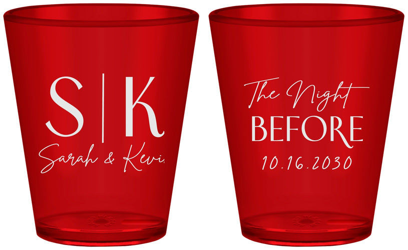 Custom Rehearsal Dinner Plastic Shot Glasses - The Night Before | 30009