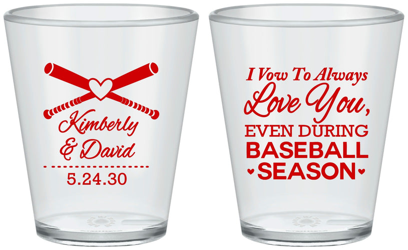 Custom Wedding Plastic Shot Glasses - Baseball | 301
