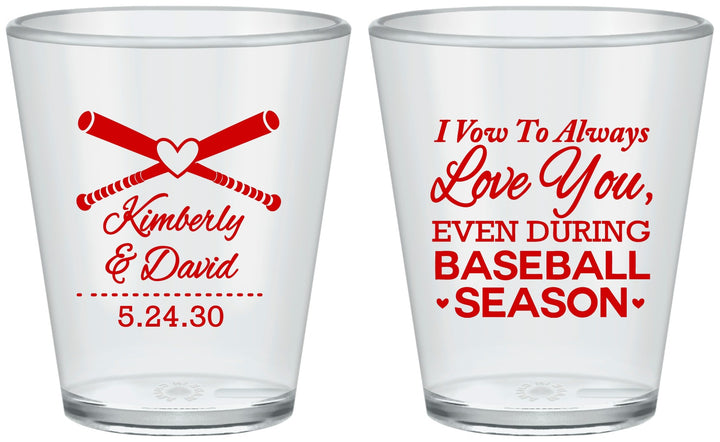 Custom Wedding Plastic Shot Glasses - Baseball | 301