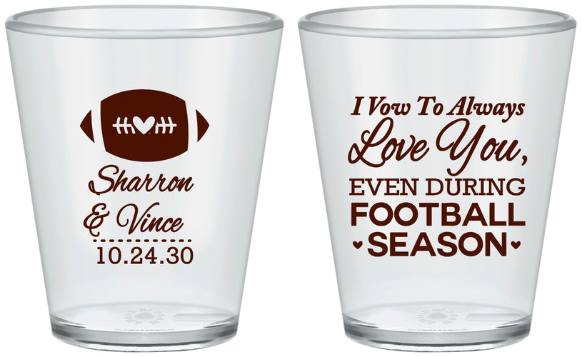 Custom Wedding Plastic Shot Glasses - Football | 302