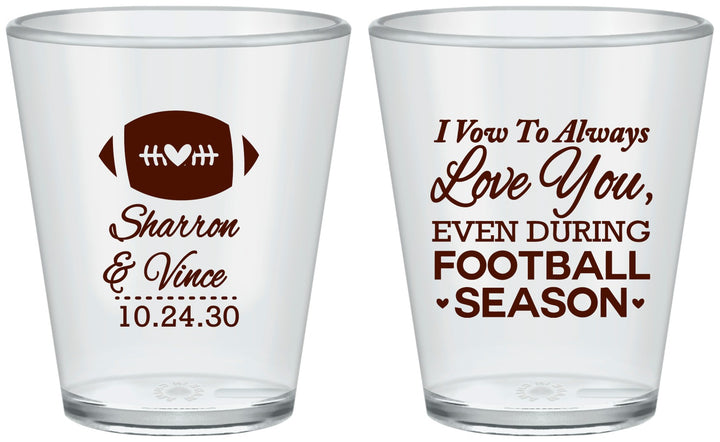 Custom Wedding Plastic Shot Glasses - Football | 302