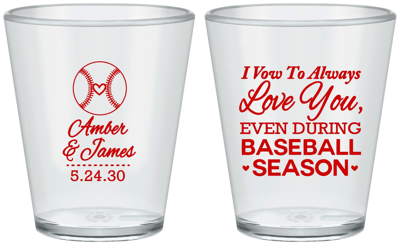 Custom Wedding Plastic Shot Glasses - Baseball | 303