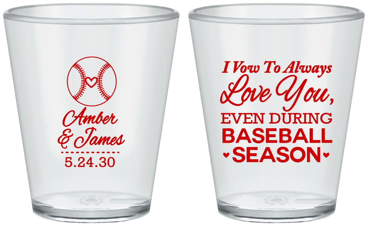 Custom Wedding Plastic Shot Glasses - Baseball | 303