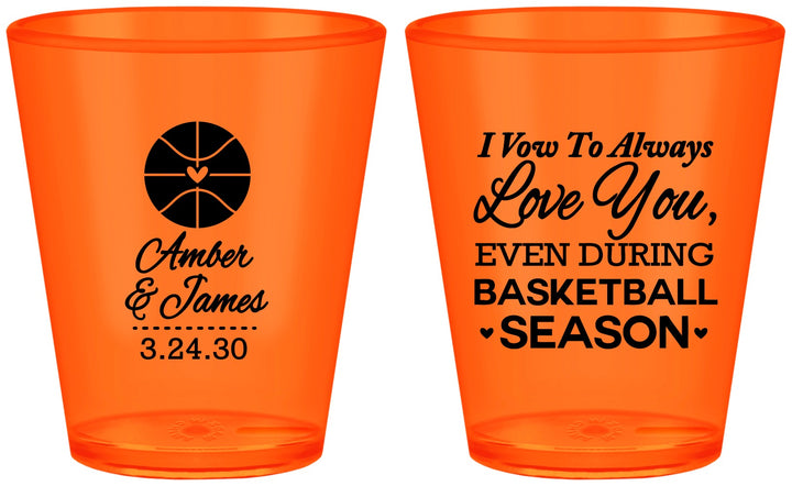 Custom Wedding Plastic Shot Glasses - Basketball | 304