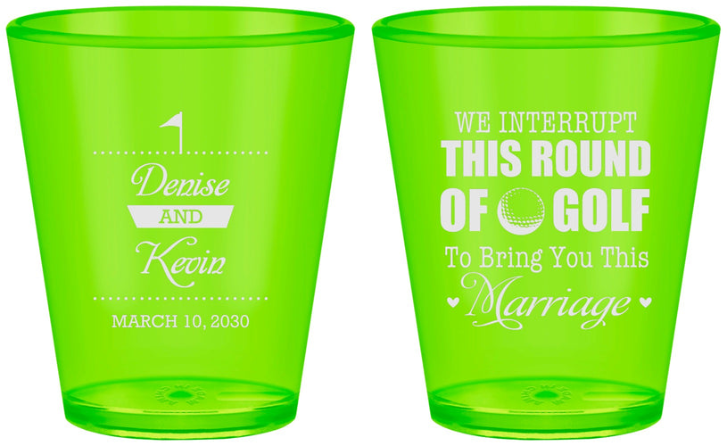 Custom Wedding Plastic Shot Glasses - We Interrupt Golf | 309