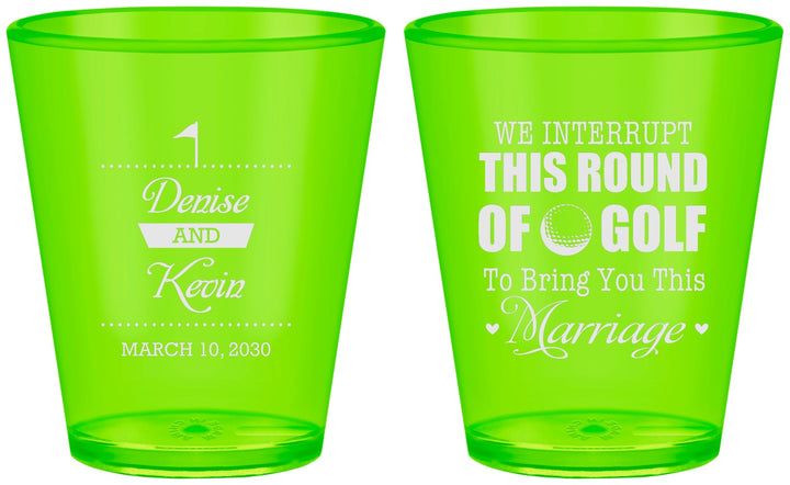 Custom Wedding Plastic Shot Glasses - We Interrupt Golf | 309