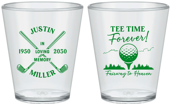 Custom Memorial Plastic Shot Glasses - Fairway To Heavens | 310007