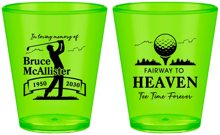 Custom Memorial Plastic Shot Glasses - Fairway To Heavens | 310008