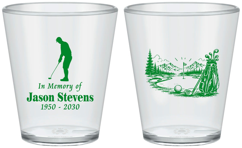 Custom Memorial Plastic Shot Glasses - Heavens Finest Fairways | 310009