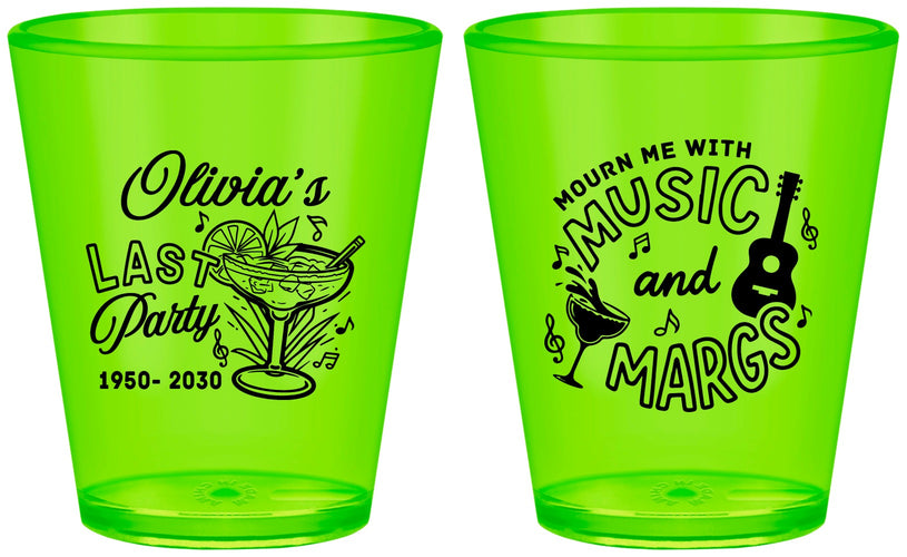 Custom Memorial Plastic Shot Glasses - Mourn Me With Music | 310012