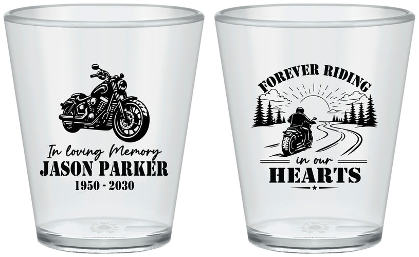 Custom Memorial Plastic Shot Glasses - Riding In Our Hearts | 310014