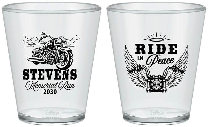 Custom Memorial Plastic Shot Glasses - Ride In Peace | 310015