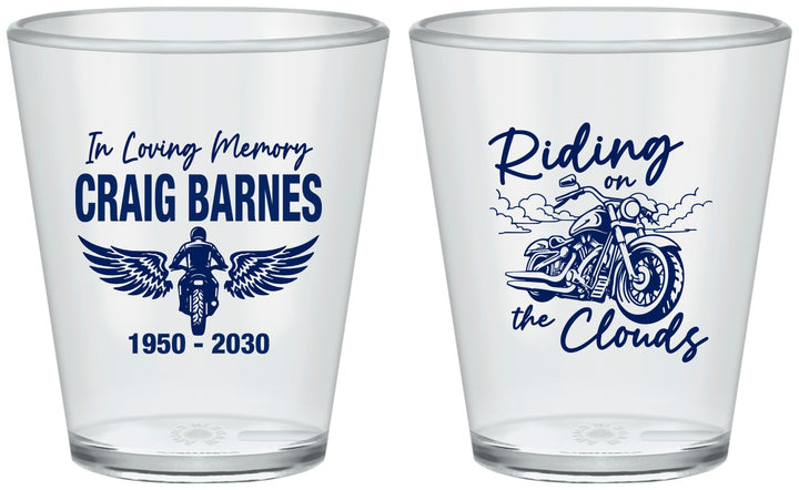 Custom Memorial Plastic Shot Glasses - Riding On The Clouds | 310017