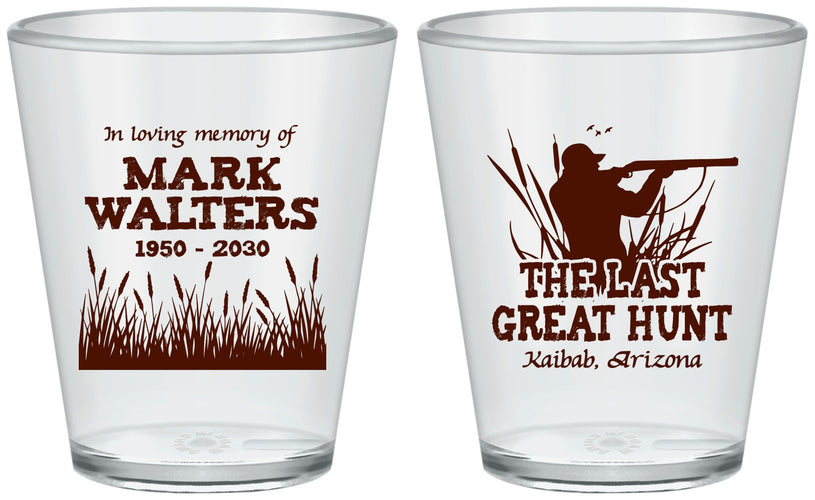 Custom Memorial Plastic Shot Glasses - The Last Great Hunt | 310020