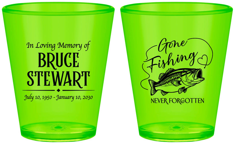 Custom Memorial Plastic Shot Glasses - Gone Fishing | 310023