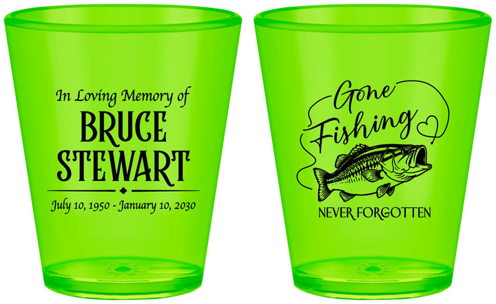 Custom Memorial Plastic Shot Glasses - Gone Fishing | 310023