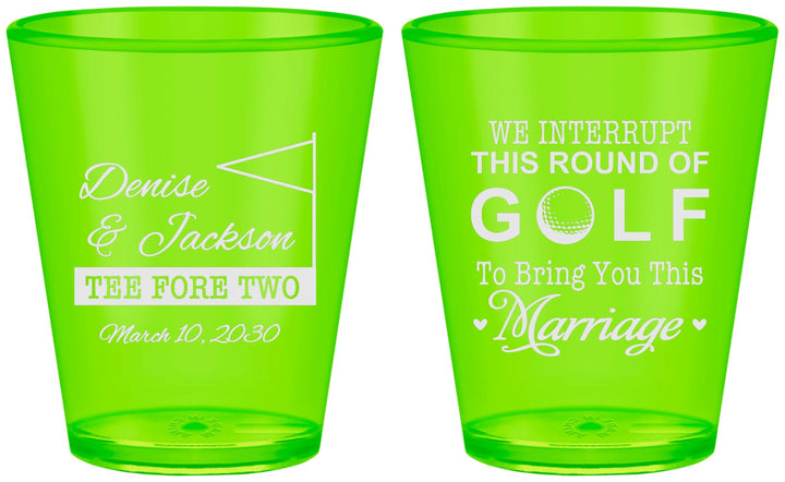 Custom Wedding Plastic Shot Glasses - We Interrupt Golf | 315
