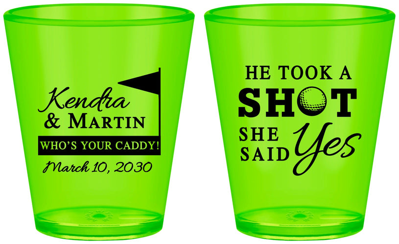 Custom Wedding Plastic Shot Glasses - Took A Shot Golf | 320