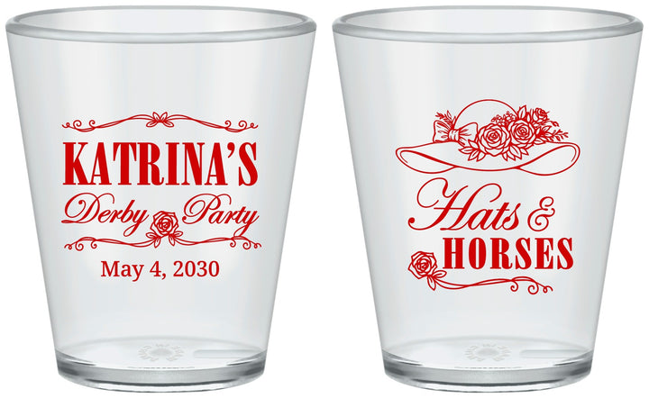 Custom Derby Day Plastic Shot Glasses - Hats And Horses | 320005