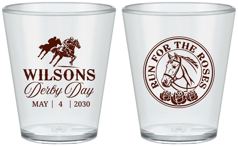 Custom Derby Day Plastic Shot Glasses - Run For The Horses | 320006