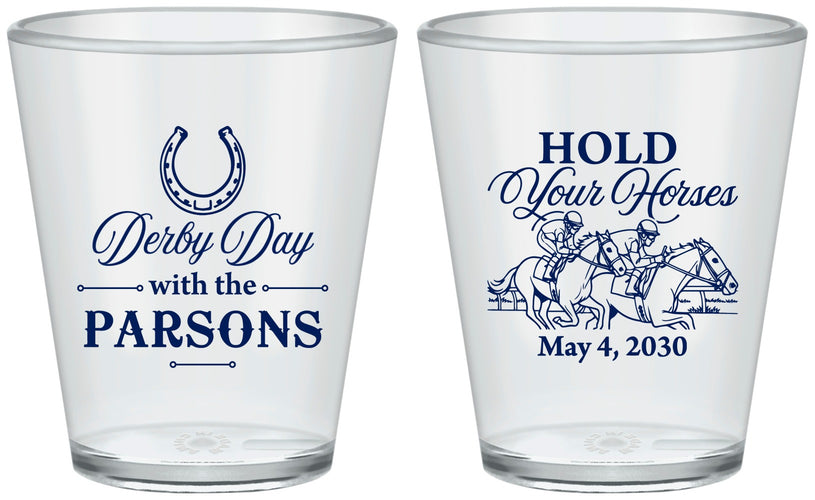 Custom Derby Day Plastic Shot Glasses - Hold Your Horses | 320008