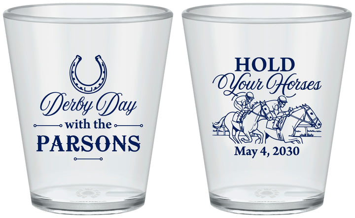 Custom Derby Day Plastic Shot Glasses - Hold Your Horses | 320008