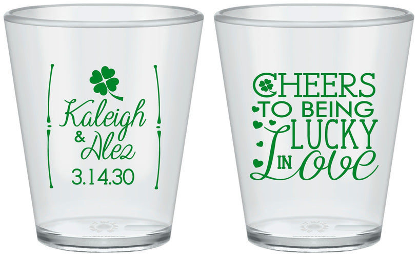 Custom Wedding Plastic Shot Glasses - Lucky In Love | 328