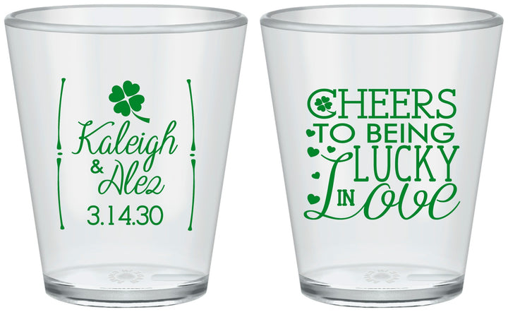 Custom Wedding Plastic Shot Glasses - Lucky In Love | 328