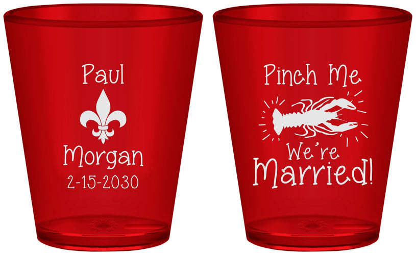 Custom Wedding Plastic Shot Glasses - Crawfish Boil | 330