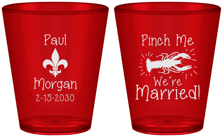 Custom Wedding Plastic Shot Glasses - Crawfish Boil | 330