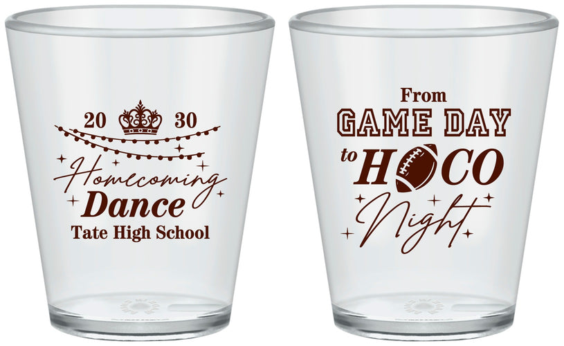 Custom Homecoming Plastic Shot Glasses - Gameday To Hoco Night | 330005