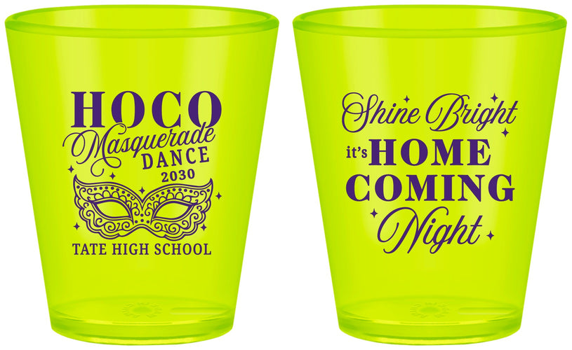 Custom Homecoming Plastic Shot Glasses - Hoco Masquerade Dance | 330009