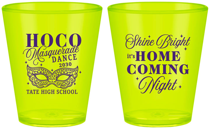 Custom Homecoming Plastic Shot Glasses - Hoco Masquerade Dance | 330009