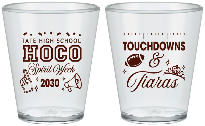 Custom Homecoming Plastic Shot Glasses - Touchdowns And Tiaras | 330010