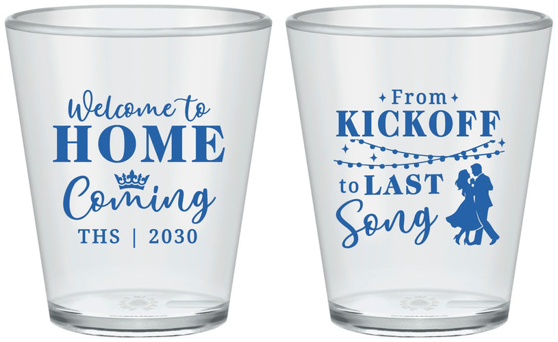 Custom Homecoming Plastic Shot Glasses - From Kickoff To Last Song | 330018